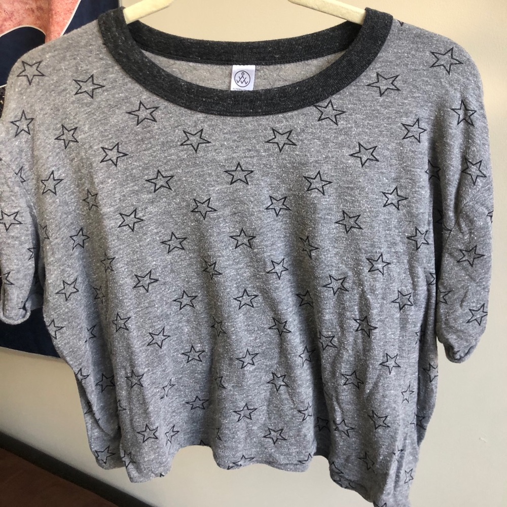 Alternative Cropped Grey Stars Top